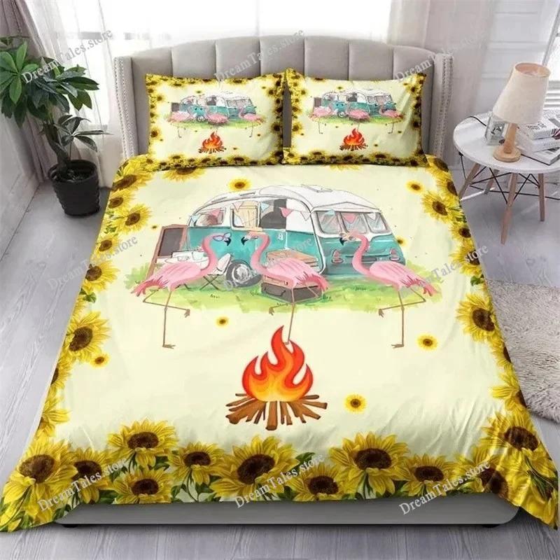 Camping Car Duvet Cover Travel Theme Bedding Set Cartoon Animal Camping Comforter Cover Full King for Teens Adult Camper Gifts74