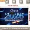 Blue Class of 2026 Graduation Backdrop, "Congratulations Graduates" with Cap and Diploma for Celebration