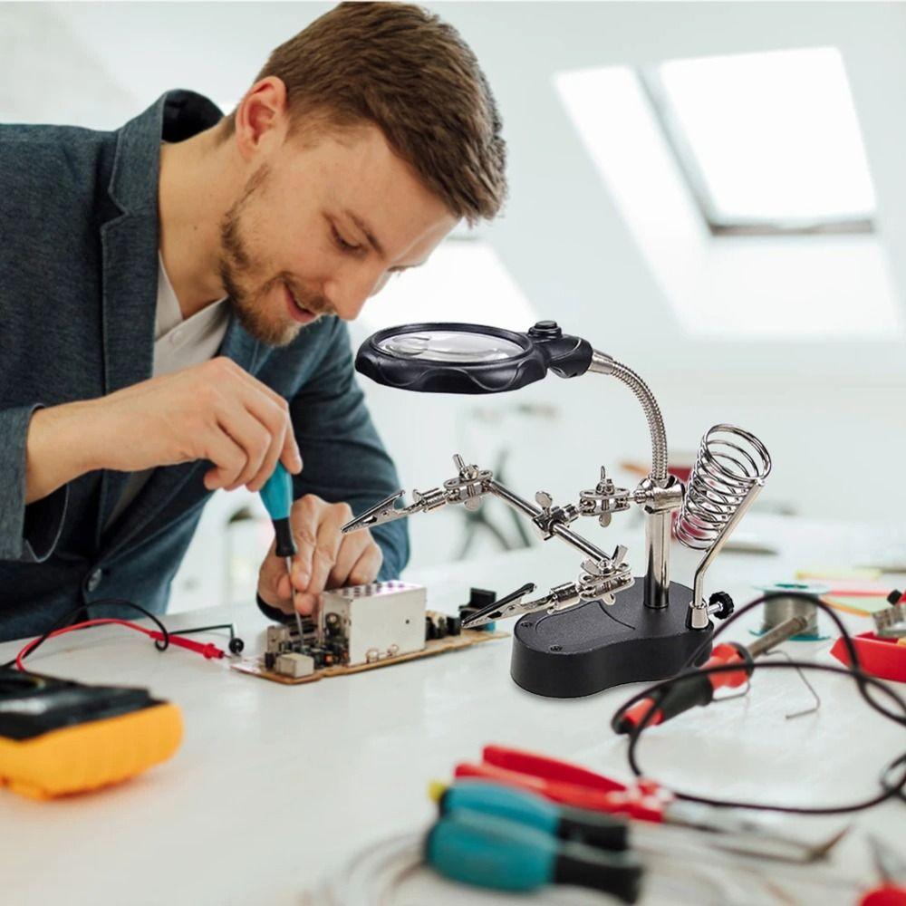 3.5X 12X Welding LED Magnifier Adjustable Chip Repair Magnifier  Phone Repair