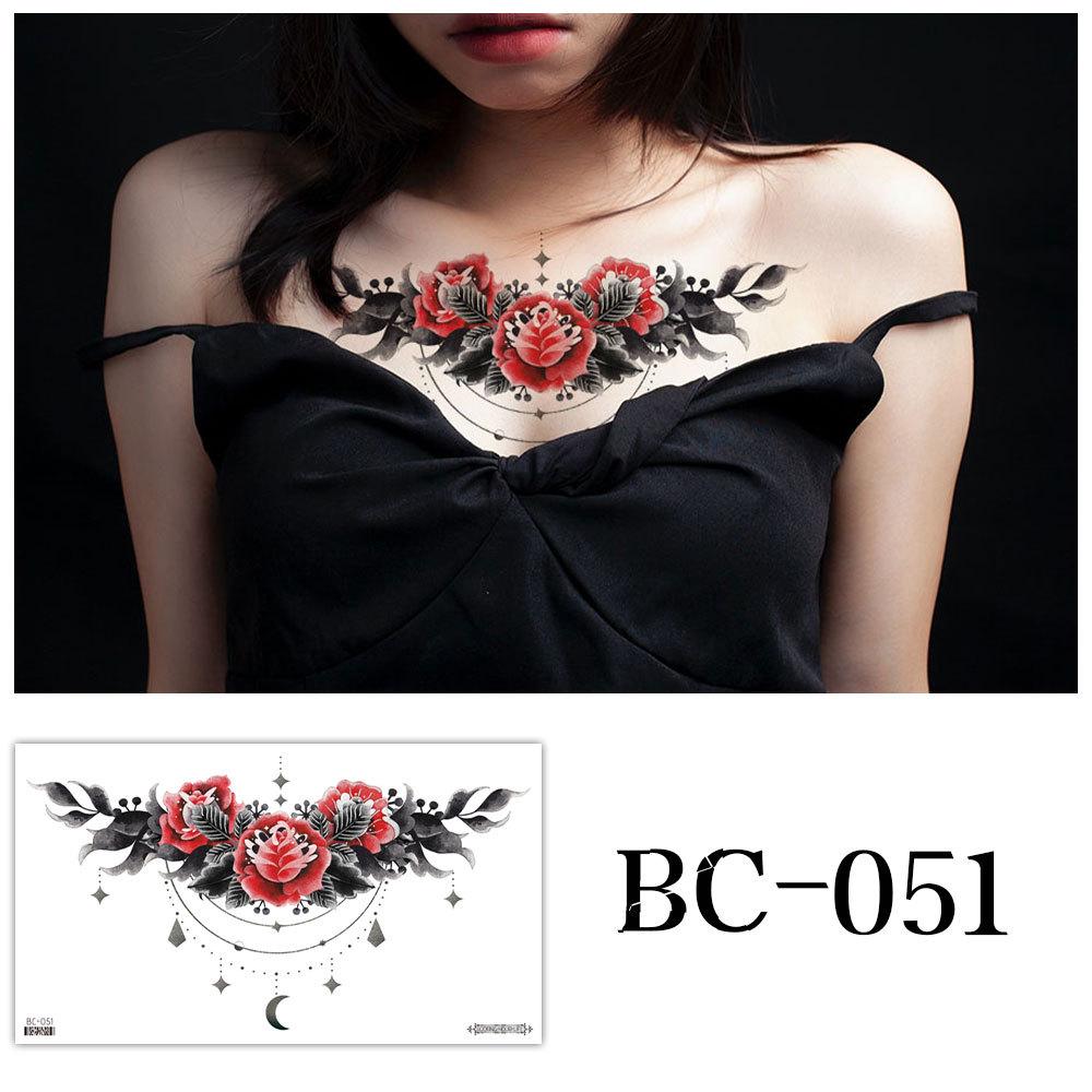 Waterproof Sexy Floral Tattoo Stickers for Chest & Clavicle