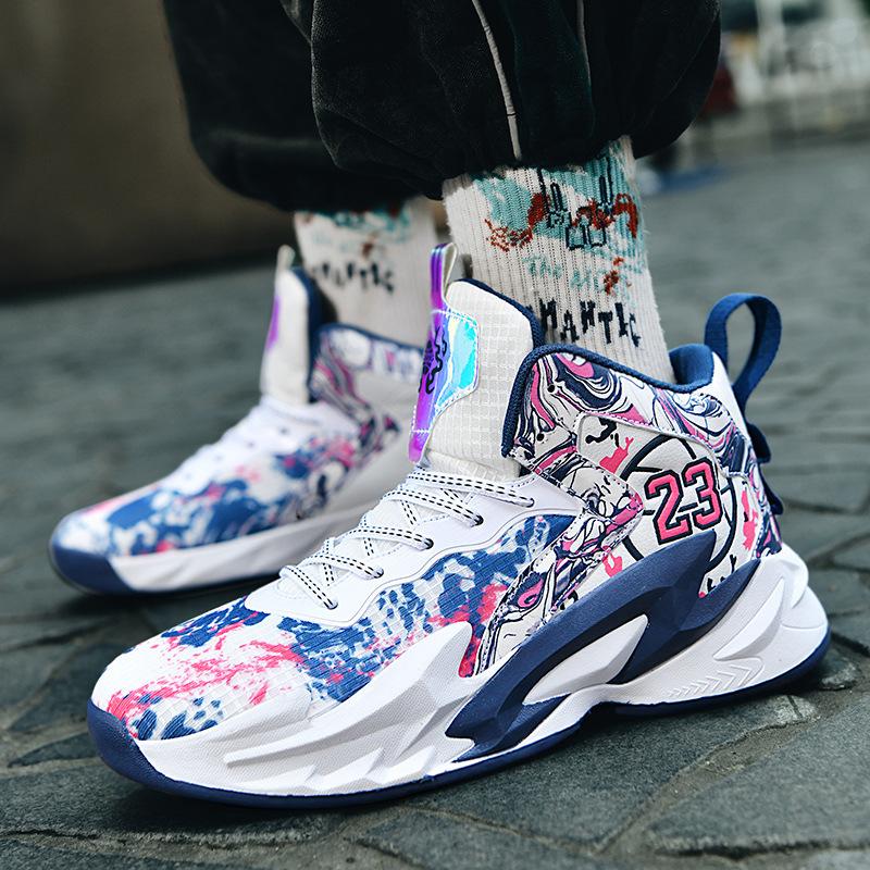 

Мальчиковая обувь средних и больших размеров, детские высокие баскетбольные кроссовки, берцы, для мальчиков и девочек, учеников средней школы, для цементного покрытия, фактические 45