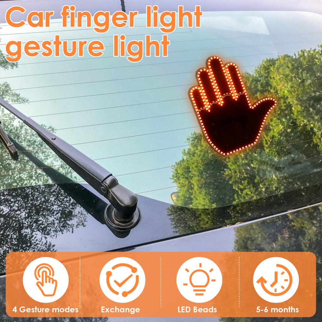 Car Finger Light with Remote Control 176LED Car Hand Gesture Sign Battery Powered Hand Sign Car LED Light Fun Car LED Sign Hand