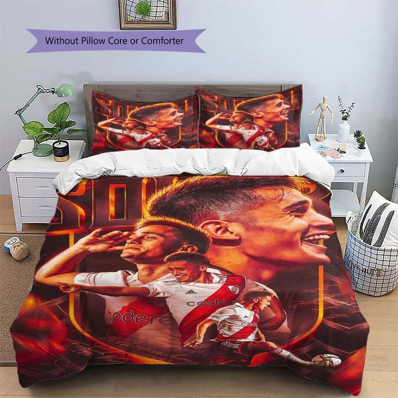 Julian Alvarez River Plate Flame Shield 3D Print Duvet Cover Set Soccer Star Bedding Set Without Pillow Core Comforter Bedroom Decor