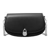 Mila Silver Iconic Lock Oval Flap Design Leather Shoulder Crossbody Bag Small Women Bags Black 35T5SIMC5L001-BLACK
