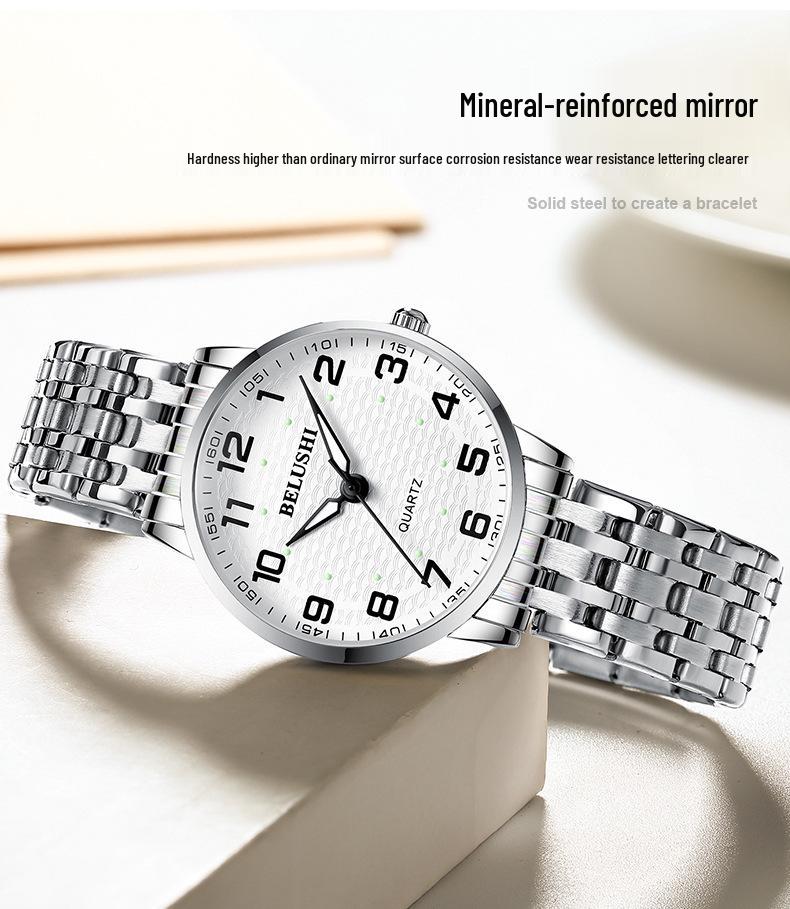 Selected Beroz Luminous Quartz Watches for Couples - Waterproof, Large Numbers, Suitable for Middle-Aged and Elderly Men