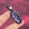 Tree Of Life Charoite Pendant Copper Wire Wrapped Rainbow Moonstone Pendant