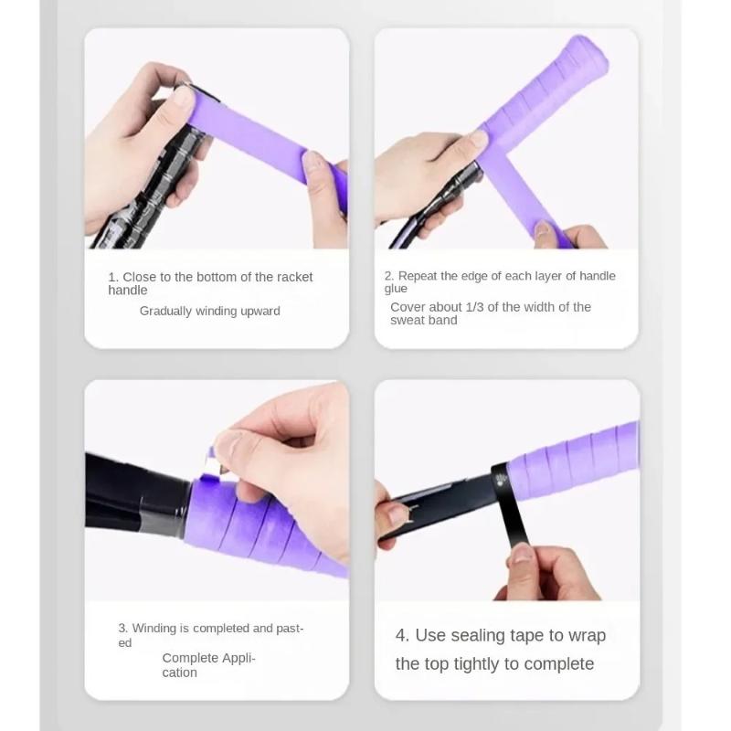 6Pcs Non-Slip Badminton Racket Handle Grip Gradient Overgrip Tape Winding Tennis Racket Rubber Grip Racquet Supplies Sports