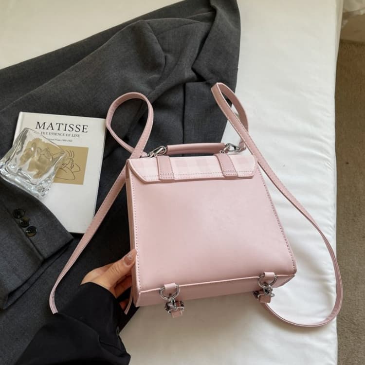 Bow Plaid Shoulder Small Square Bag Female