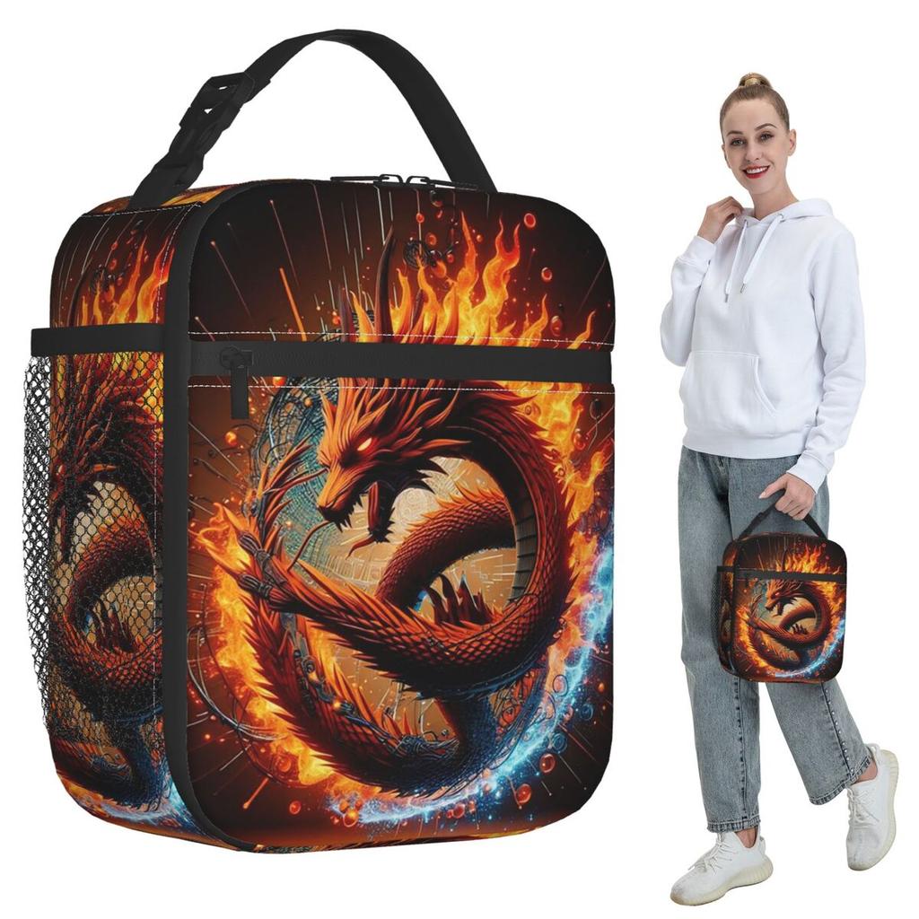 Dragon Portrait Insulated Lunch Bag for Women Office Cooler Thermal Food Box Tote Leakproof Lunch Boxes Container