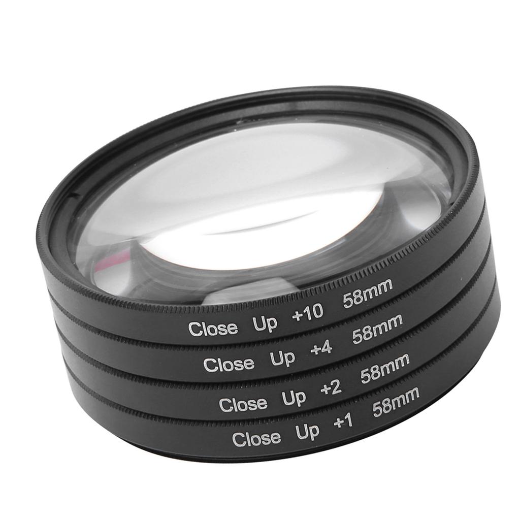 Optical Glass Macro Close Up +1 +2 +4 +10 Lens Filter Kit 58mm for Canon Nikon Sony Cameras