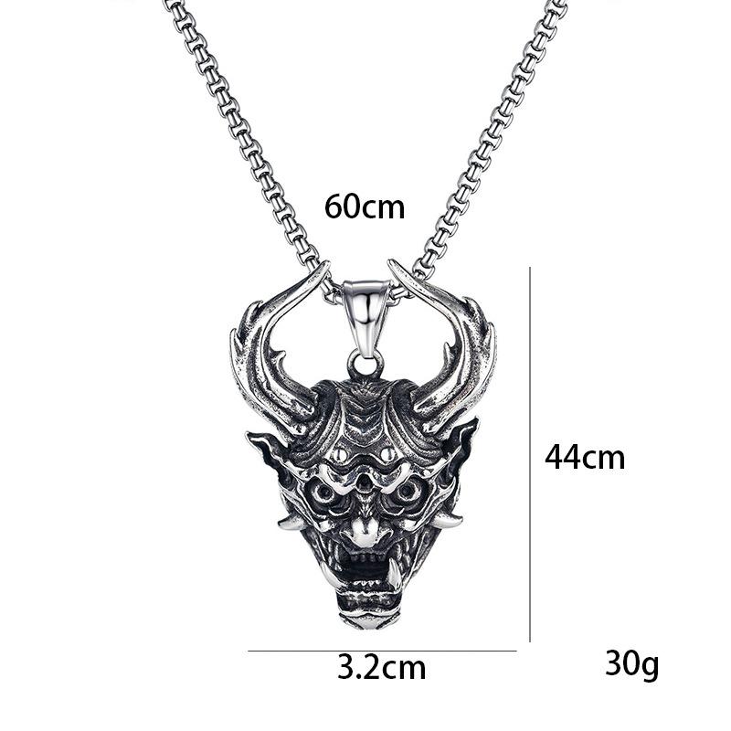 Vintage Prajna Mask Punk Titanium Pendant Necklace