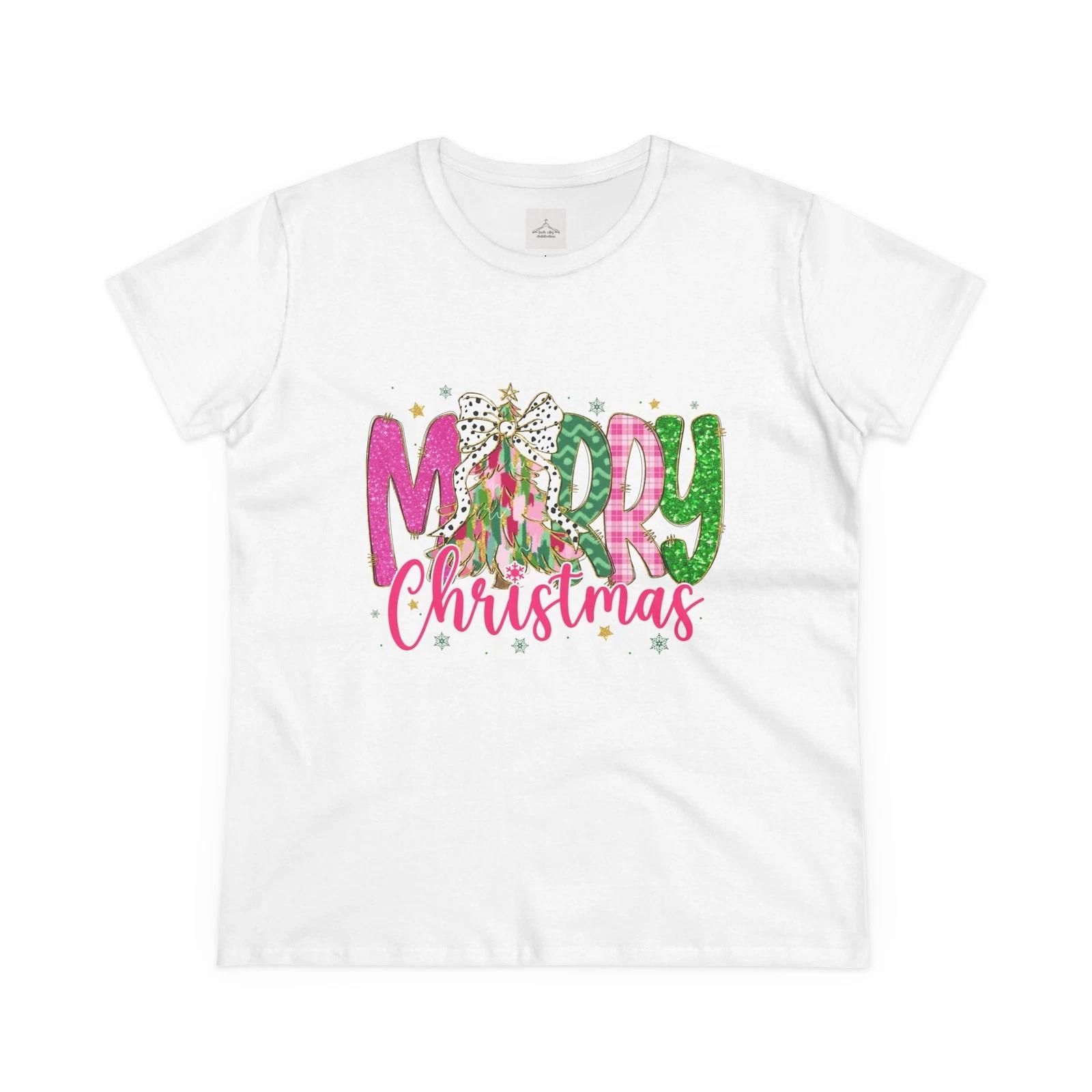 Merry Christmas Women s Tee, Holiday Gift, Festive Shirt, Cute Christmas Top, S