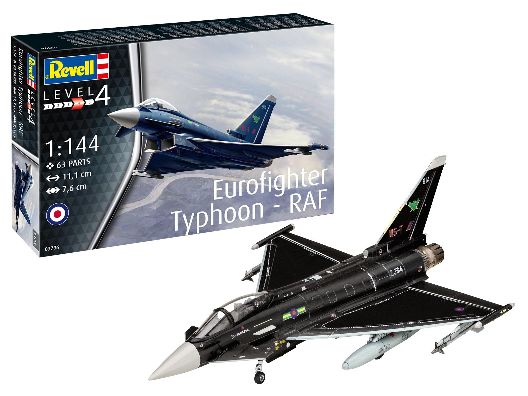 

Revell British Eurofighter Typhoon RAF Fighter Plastic Model Kit 03796 1/144