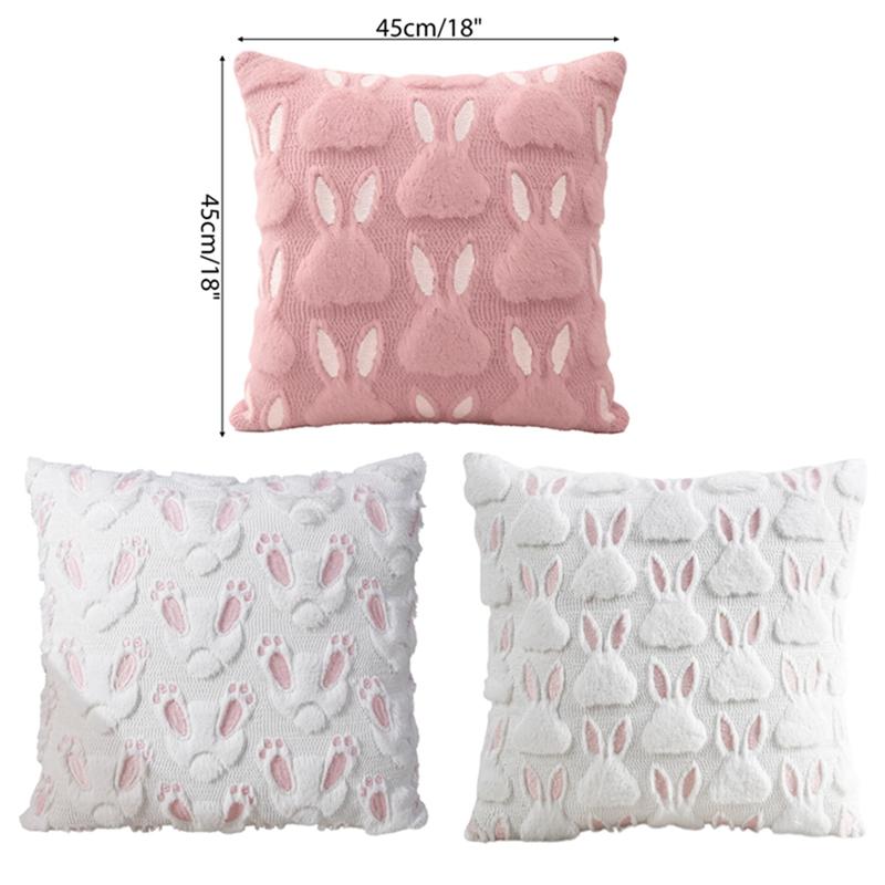 2 pièces Taie d'oreiller Motif Lapin de Pâques Housse de Coussin de Canapé