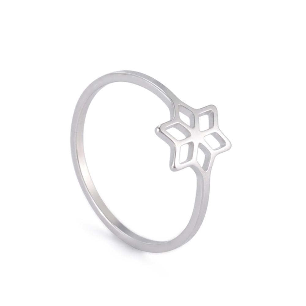 Stainless Steel Geometric Snowflake Rings for Women Minimalist Ring Jewelry Female Engagement Wedding Valentine Gift