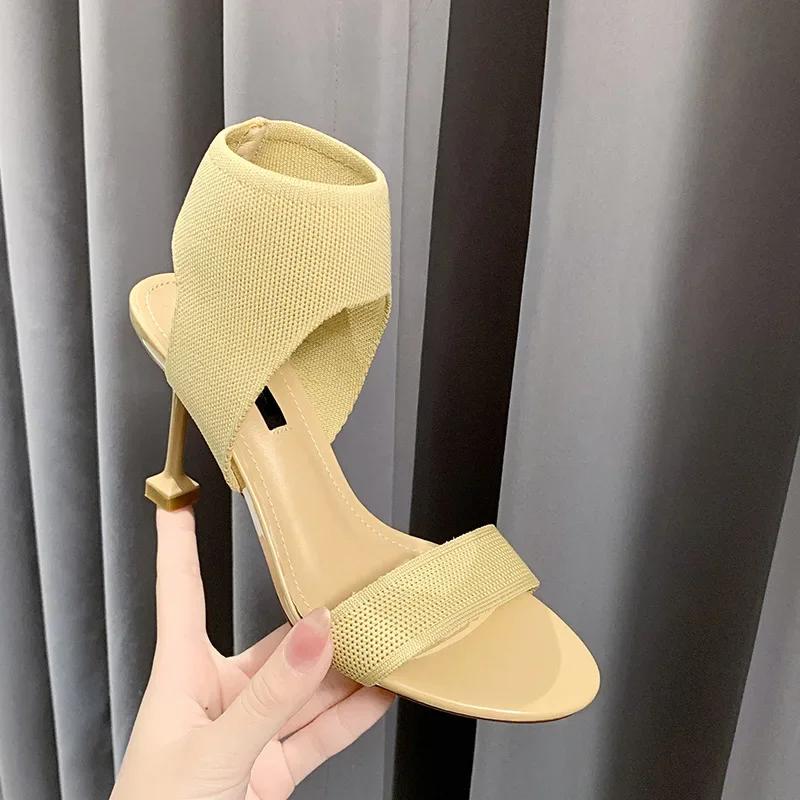 Spring Shoes  Heels Luxury Sandals 2024 Women's Open Toe Med Espadrilles Platform Fashion New Peep High Medium Stiletto Point