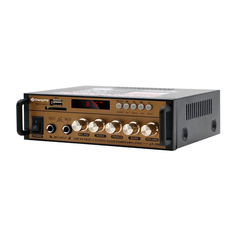 Dual-Channel Bluetooth Amplifier with USB Radio & Wireless Remote