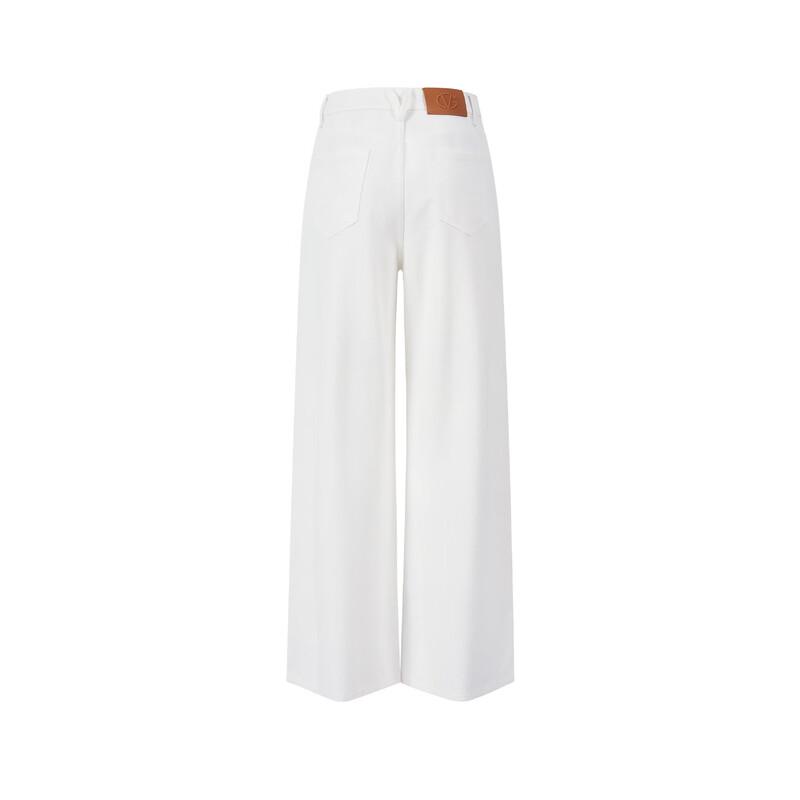 Giovanni Valentino Women's White High-Waist Straight Wide Leg Jeans