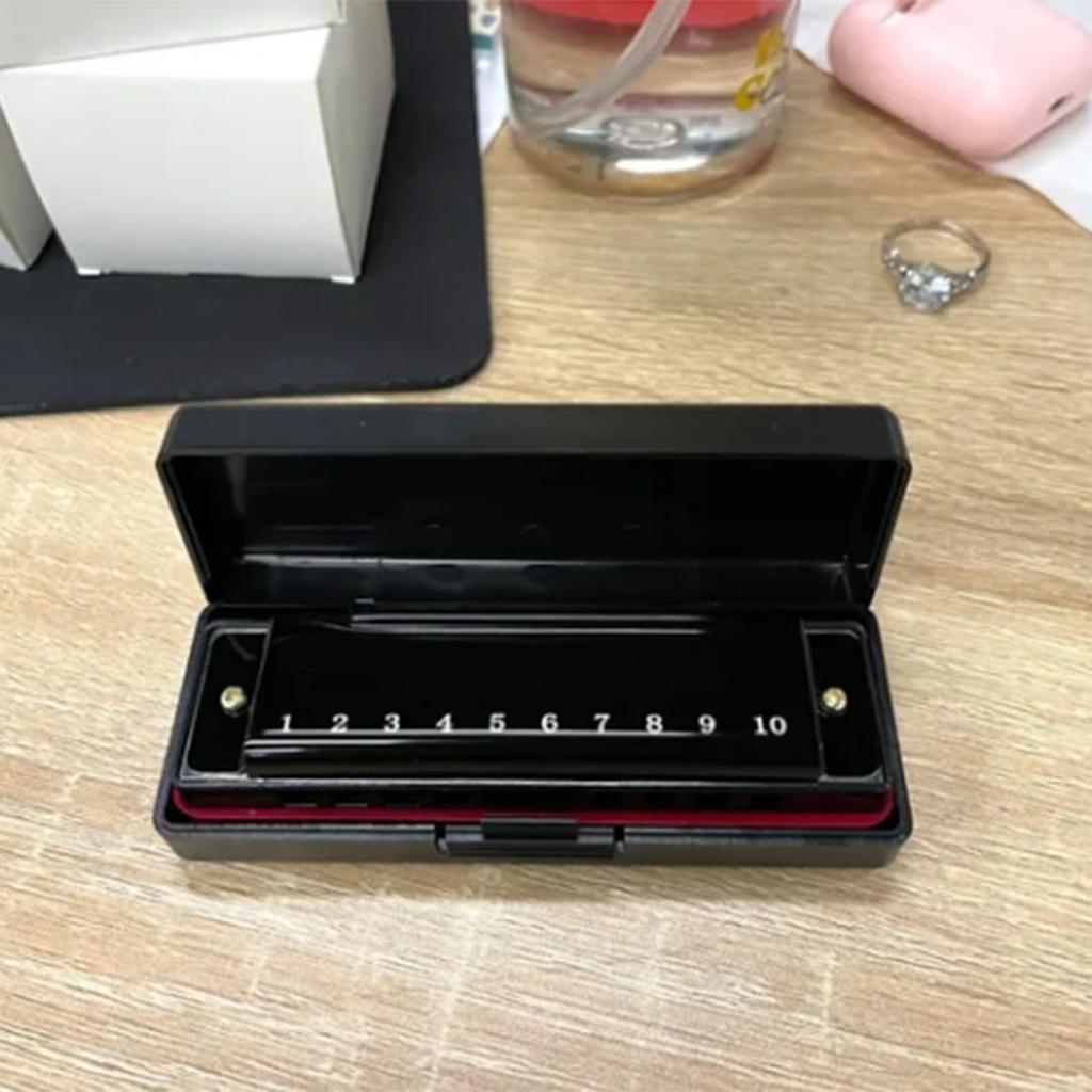 Leuchtend Schwarz 10 Loch Mundharmonika Leicht Praktisch Vollständige Tonleiter Mundharmonika für Auftritte