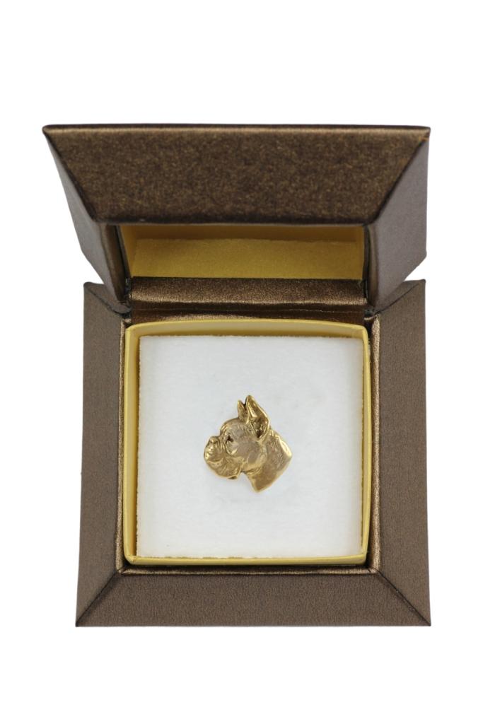 Boxer, German Boxer I - Dog Brooch In Decorative Box, Elegant Gold-plated Pin, Art-Dog Brand Jacket Pin