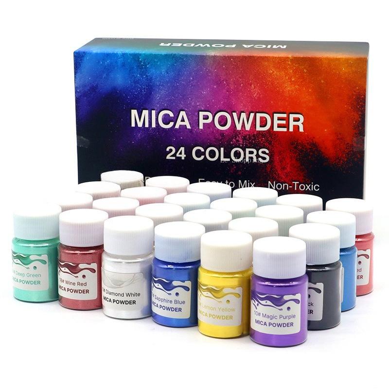 10g/bottle Pearlescent Powder Paint Mica Powder Handmade DIY Silicone Mold Fire Paint Crystal Mud Soap Acrylic Pigment 24 Colors Pearlescent pigment