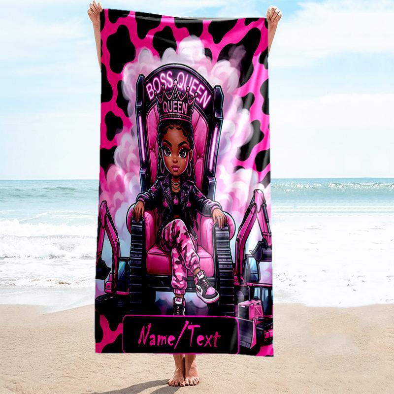 1PC Custom Name Queen Power Throne Beach Towel Highly Absorbent And Sand-Resistant Towel for Swimming, Pool, Yoga, And Travel Lightweight