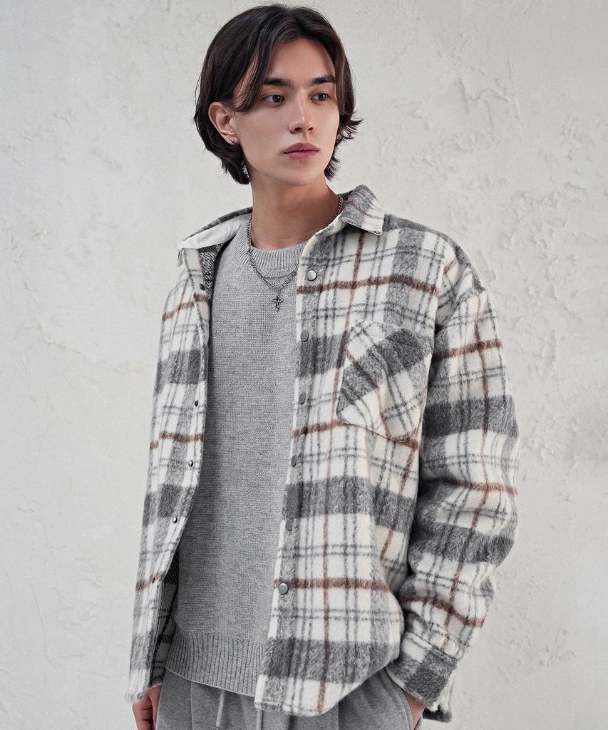 Avandress Albert Overfit Check Shirt Jacket Pink