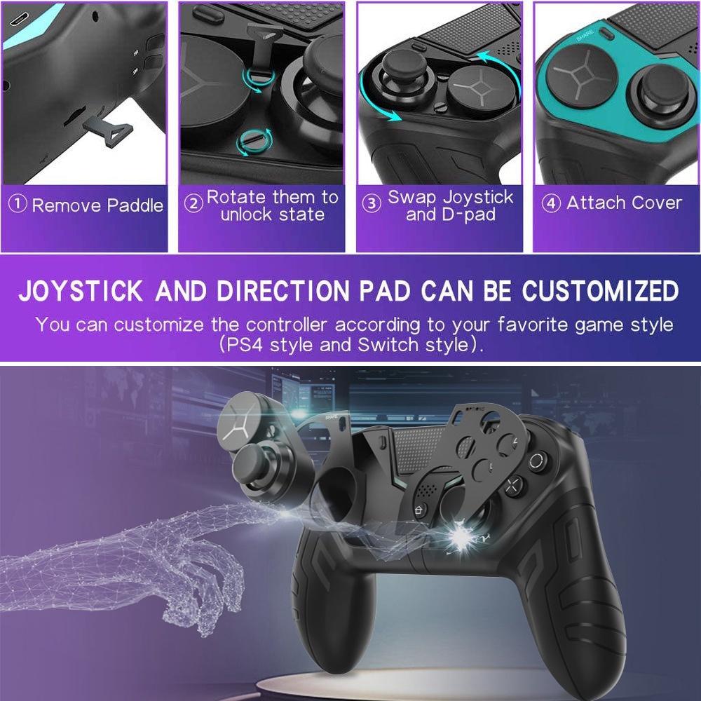 Kabelloser PS4-Gamepad-Elite/Slim/Pro-Dualshock-4-Controller mit programmierbarer Turbo-Tastenunterstützung auf der Rückseite