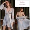 Good Morning with You: Lace Sling French Push up with Breast Pads Pajamas with Steel Ring Ice Silk Nightdress Two-piece Set Slim Looking