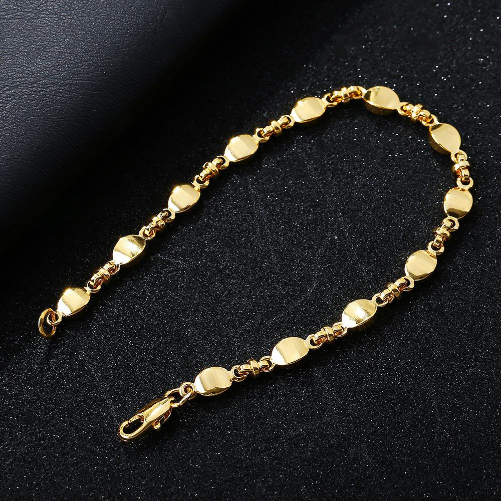 Wind-Plated 18K Gold Bracelet, Simple Fashion Ingot Necklace, Trendy And Cool Personality Light Luxury Jewelry