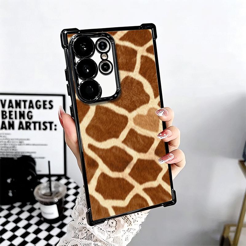 Giraffe Animal Pattern Plating Phone Case For Samsung Galaxy S24 S25 FE S26 Edge S23 Ultra S22 S21 Plus S20 Anti-Fall Airabag Co
