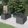 Día y Noche - Día y Noche Set de muebles de jardín 6 pzas y cojines ratán sintético gris