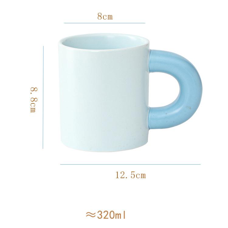 

Creative Minimalism Porcelain Mugs Tableware Big Handle Water Cup Coffee Mug Dining Table Afternoon Tea Teacup Fruits Juice Cup 320ml синій