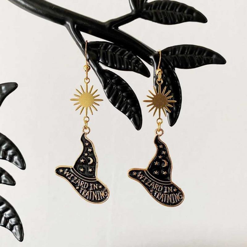 Magical Witch Wizard Hat Earrings - Witchcraft Style Jewelry