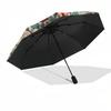 Roses,Stained Automatic Folding Umbrella Compact 8 Rib Design,Unique Style,Suitable for Everyday Outdoor Use,Perfect Gift for Friends