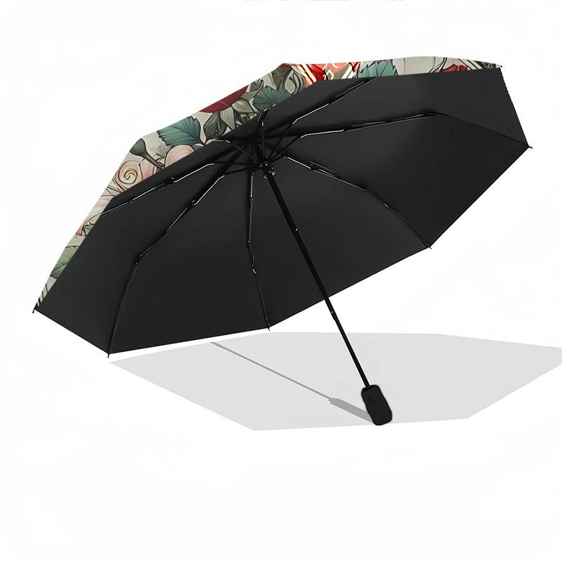 Roses,Stained Automatic Folding Umbrella Compact 8 Rib Design,Unique Style,Suitable for Everyday Outdoor Use,Perfect Gift for Friends