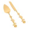 Cake Cutting Set European Golden Ergonomic Rose Handle Comfortable Grip Cake Pie Pastry Server Set