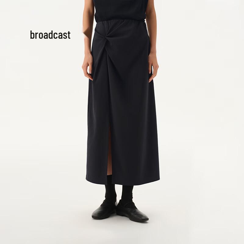Broadcast Women s Draped Front Slit Midi Skirt M