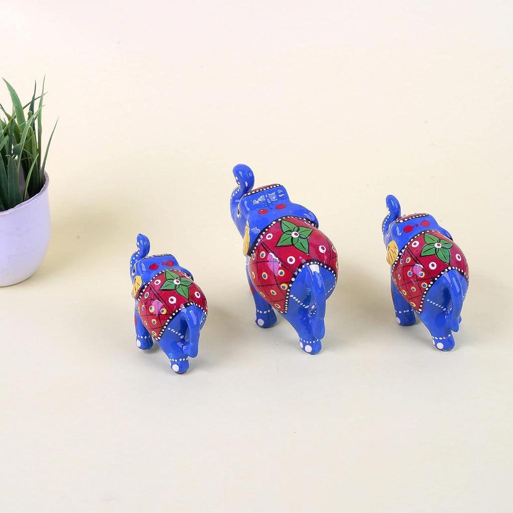 Paper Mache Elephant Showpiece for Enhance Home Decor - Blue Showpiece Gift Purpose Showpiece for Home Décor and Gift Purpose
