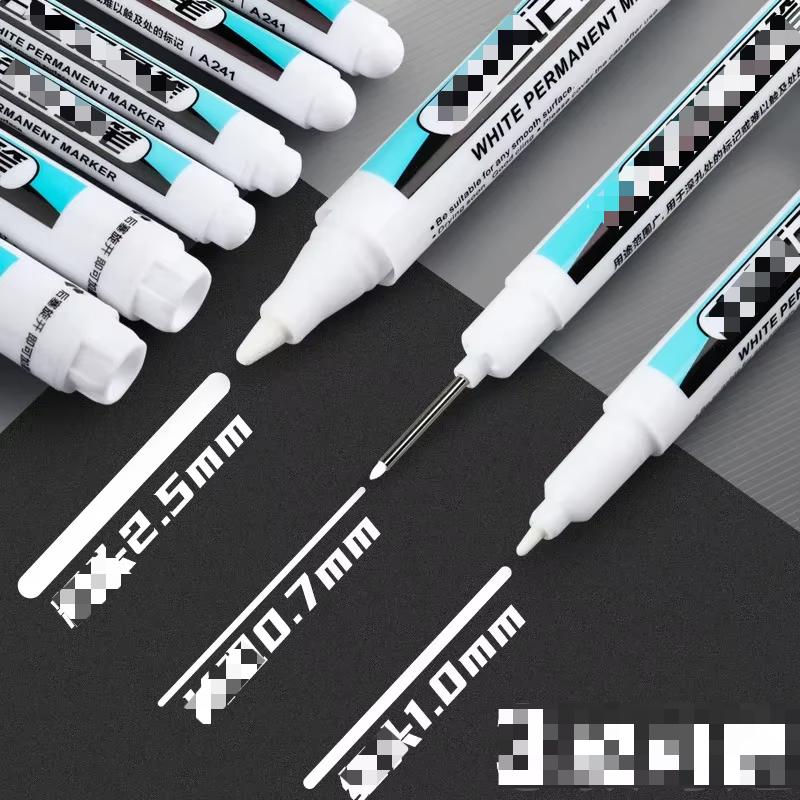1Pc 0.7/1.0/2.5MM White Permanent Marker Pen Waterproof Painting Marker For Wood Rock Plastic Glass Stone Metal Art Supplies