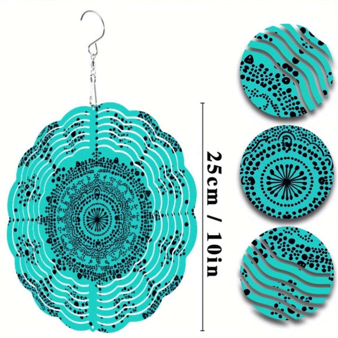 

3D Черно-зеленый мандала ветряной спиннер Металлическое садовое искусство для уличного декора Всесезонный музыкальный колокольчик Подвесное украшение для дома и улицы 01A