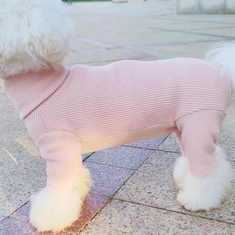 

Teddy dog belly bag than bear sweater Schnauzer Pomeranian white autumn and winter turtleneck casual pet belly four feet XXL chest 55 back 45 about 14-8.5 kg