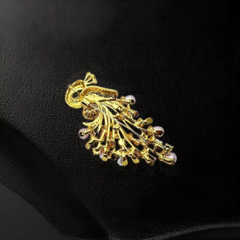 A52E Elegant Pearls Embellished Peacocks Brooch for Wedding Jewelry Statement Pieces CN