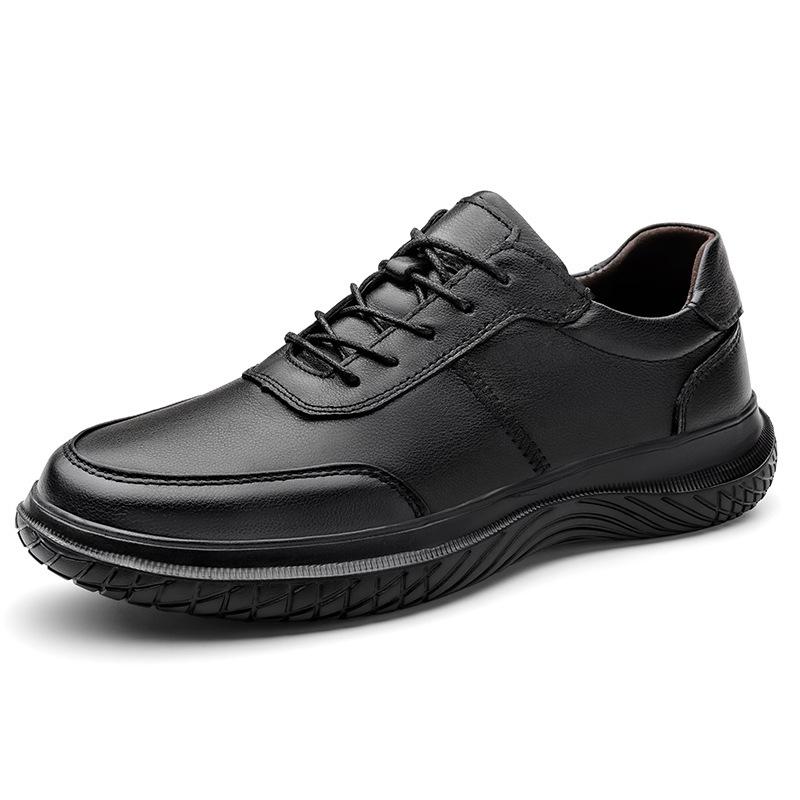 Men s Cross-Border Cowhide Leather Casual Sports Shoes - Lightweight, Breathable, Thick Sole Fashion Sneakers for Outdoors 39