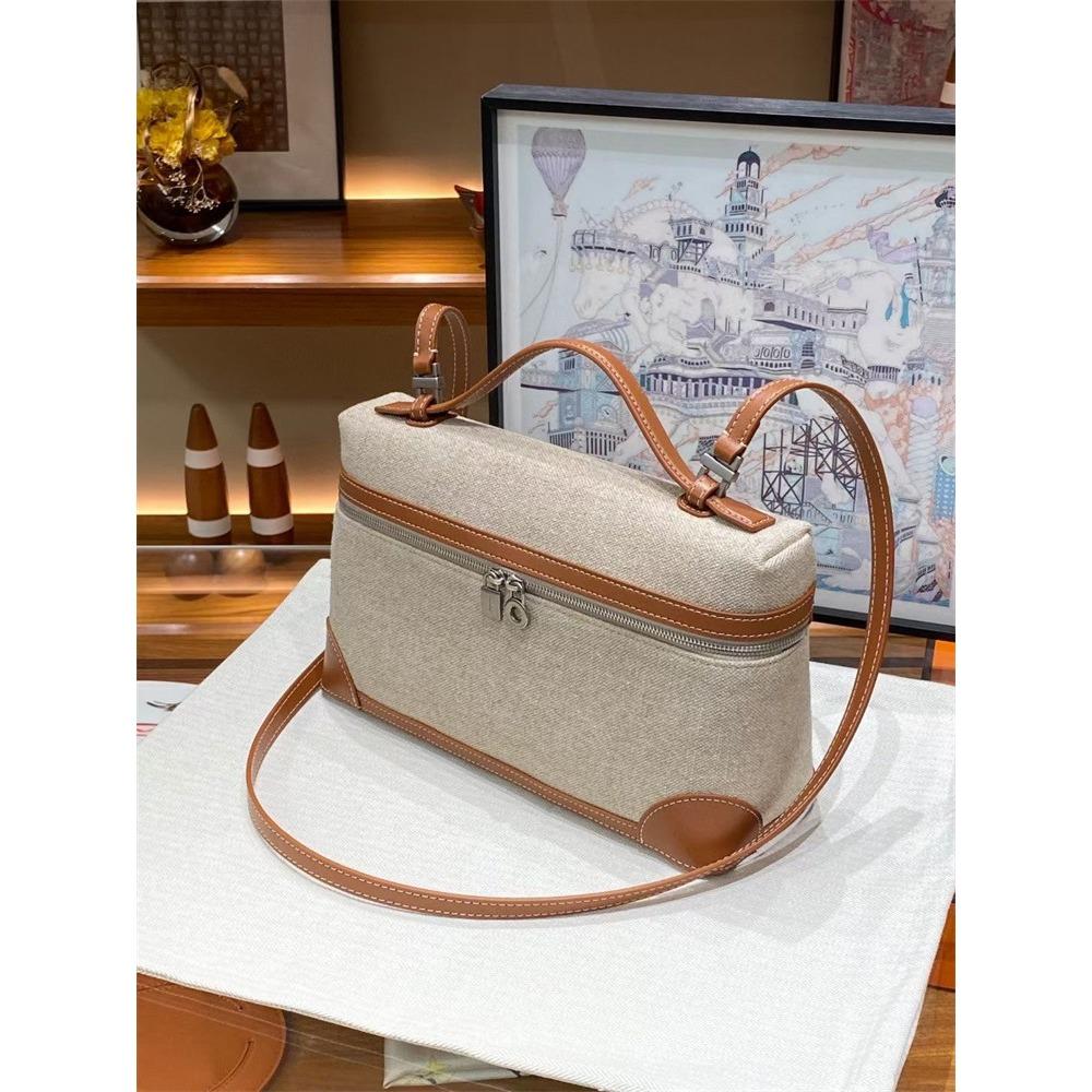 New LP27 handbag gigi same shoulder oblique span fashion canvas with leather bag temperament lunch box bag