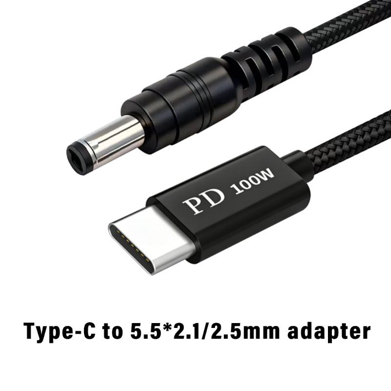 Type C To DC5521 Charging Cable 5.5x2.1mm 5.5x2.5mm Straight Angled Design Adapter Cord Flexible Power Supply