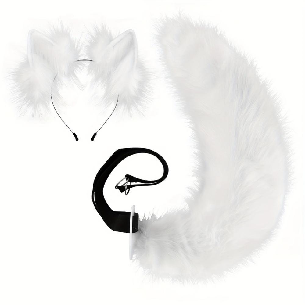 2 Piece Fox Set - Adjustable Furry Tail and Removable Ears, Suitable for Halloween Animal Play Parties, Halloween Gift Cosplay
