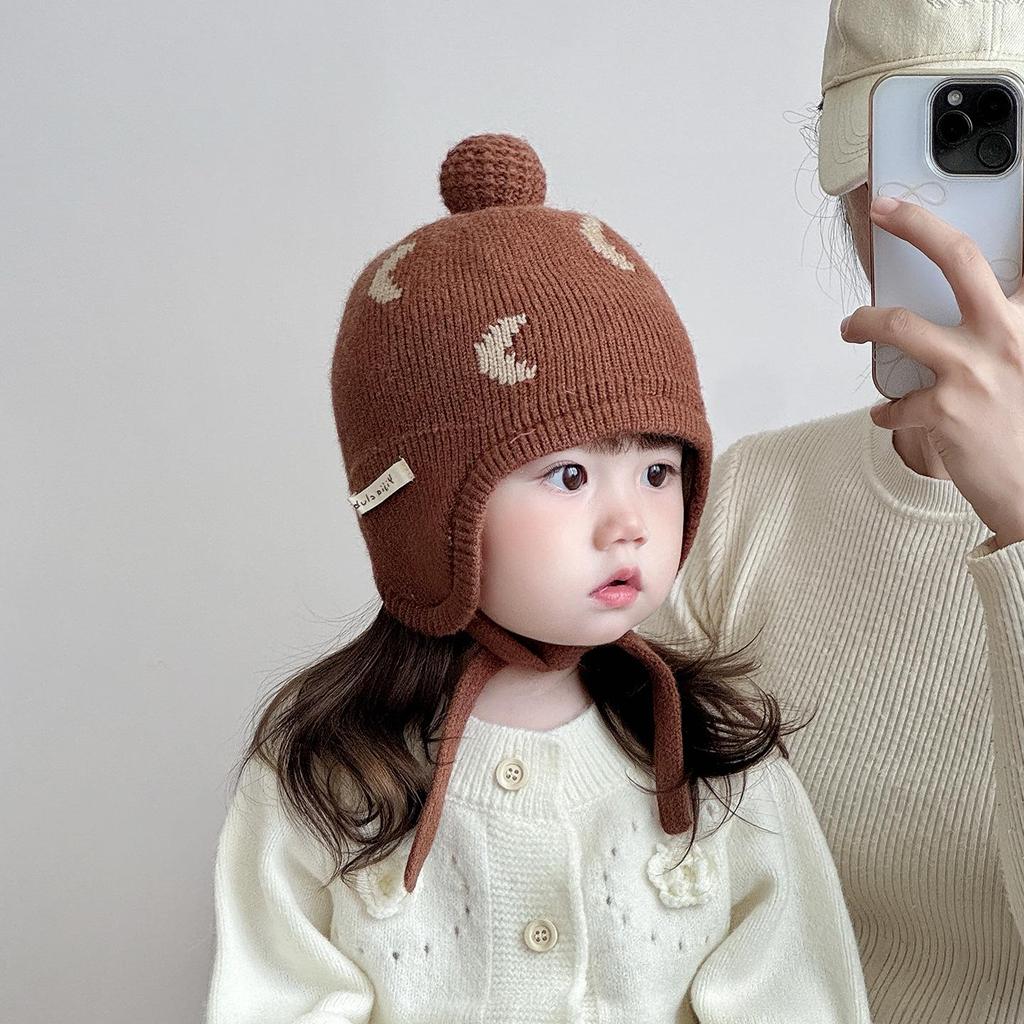 Stylish Korean Wool Knit Baby Hat with Ear Protection - Warm & Trendy Winter Hat for Boys & Girls