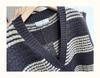 Xiao Wang's Winter Korean Style Plus Size V-Neck Striped Sweater Vest