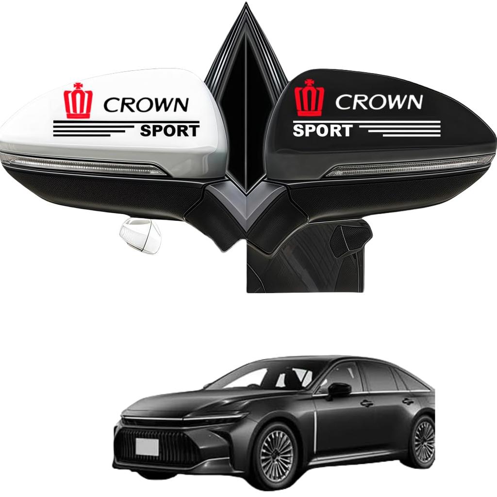Applicable to Crown: Car mirror, car rearview mirror, side mirror, side mirror sticker, 2 pieces (black, crown)